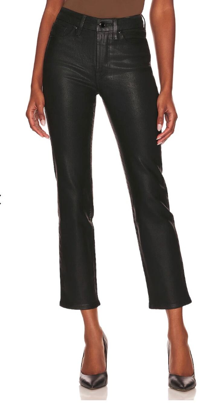 Good American Black Good Classic Coated Crop Pants 27/4